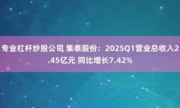 专业杠杆炒股公司 集泰股份：2025Q1营业总收入2.45亿元 同比增长7.42%